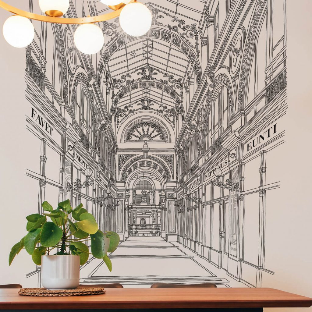 papier peint panoramique ville illustration Nantes architecture