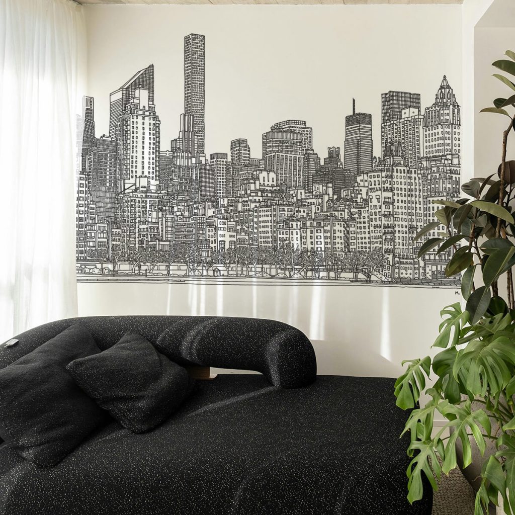 papier peint panoramique ville illustration New York architecture