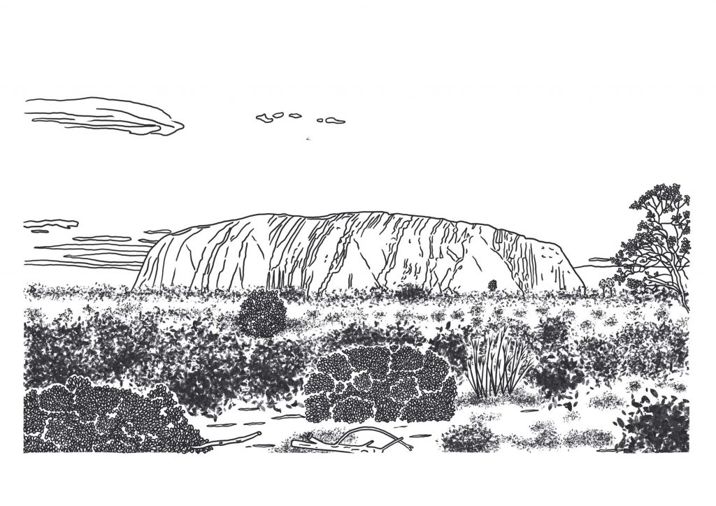 Illustration de Uluru Australie intégrée dans un portrait de vie personnalisé
