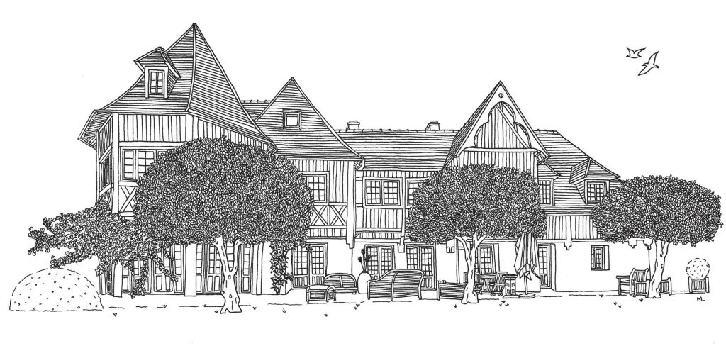 Détails d'une maison dessinée à la main par Paper & Pen, un cadeau de Noël personnalisé