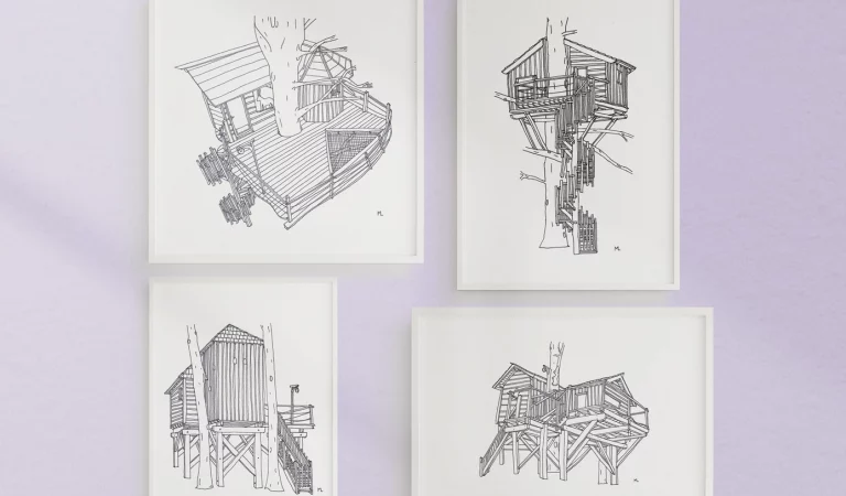 Des cabanes dans les arbres en illustrations