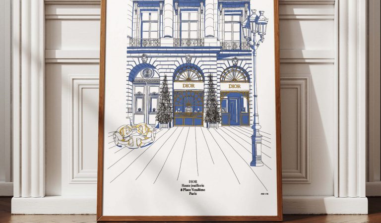 Cadeau client haut de gamme : l’illustration sur-mesure créée pour Dior Place Vendôme